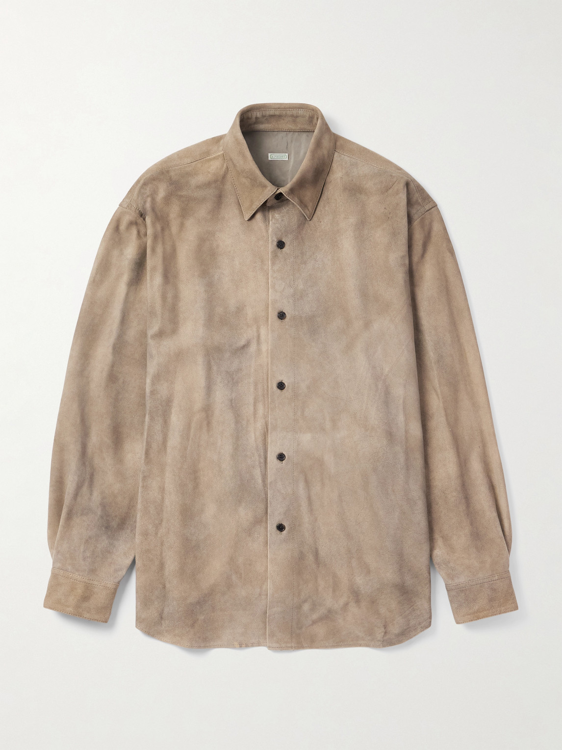 A.presse Distressed Suede Shirt Jacket In Neutral