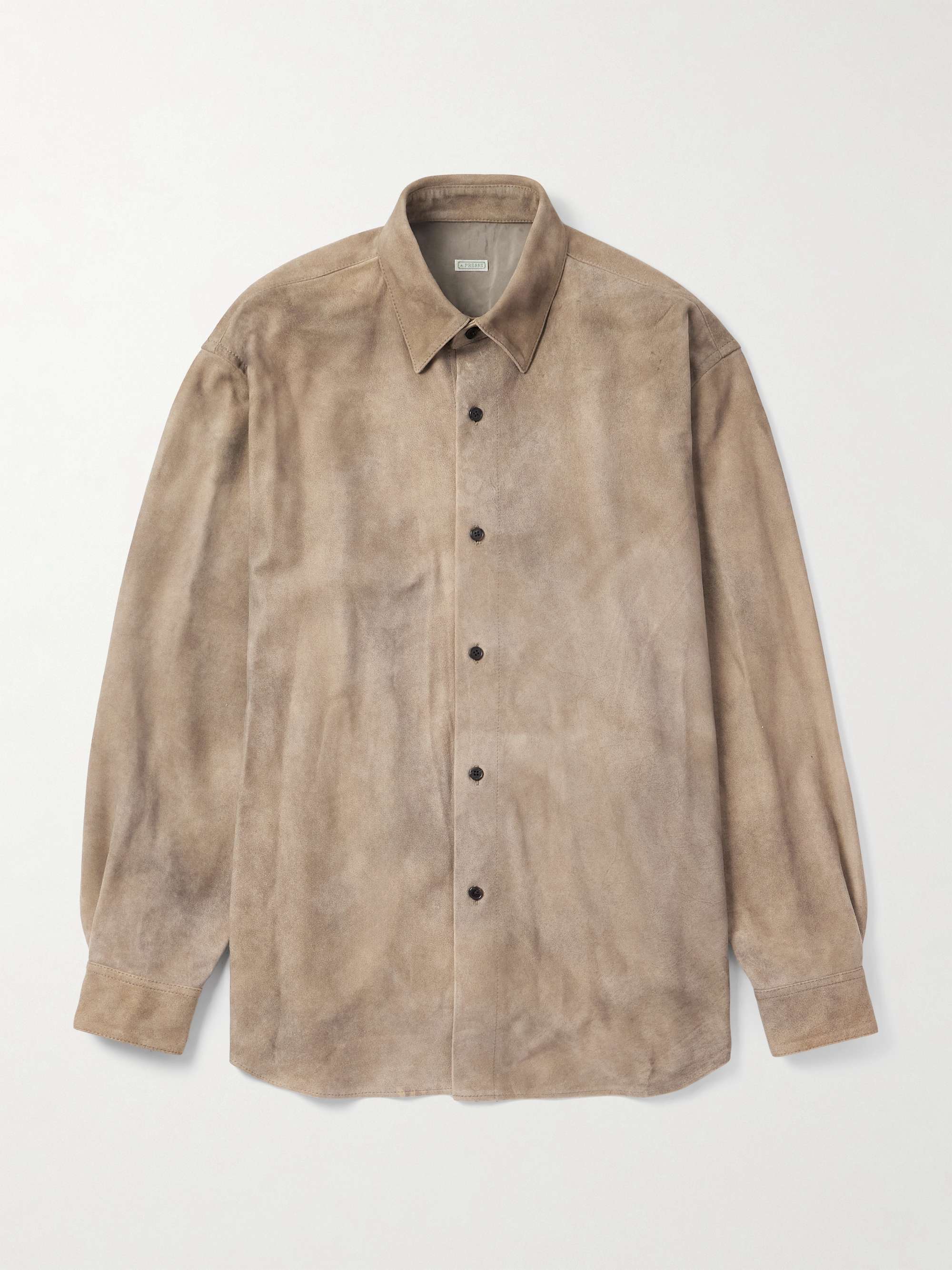 A.PRESSE Distressed Suede Shirt Jacket for Men | MR PORTER
