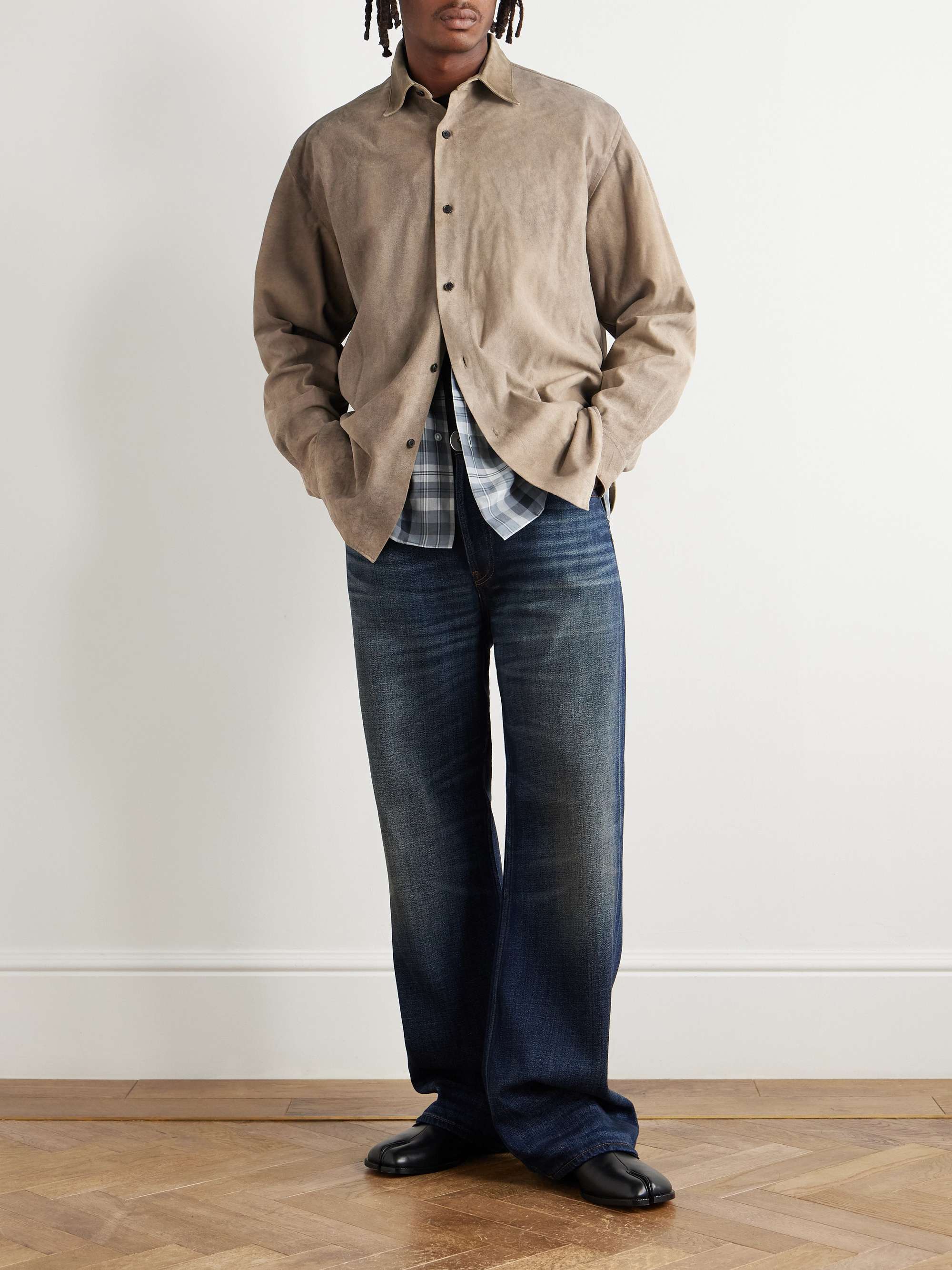A.PRESSE Distressed Suede Shirt Jacket for Men | MR PORTER