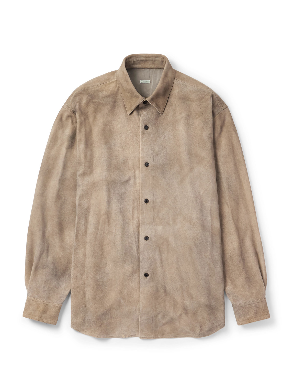 A.presse Distressed Suede Shirt Jacket In Neutral