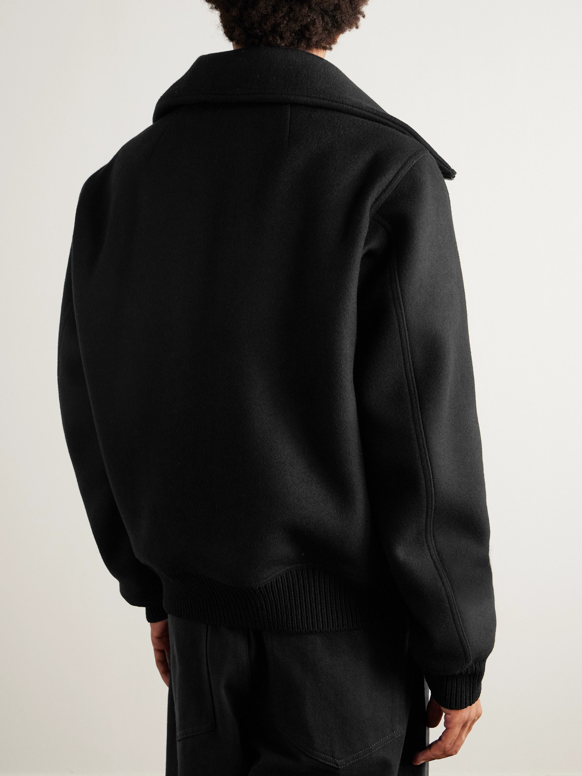 Rick Owens Padded Wool Bomber Jacket In Black
