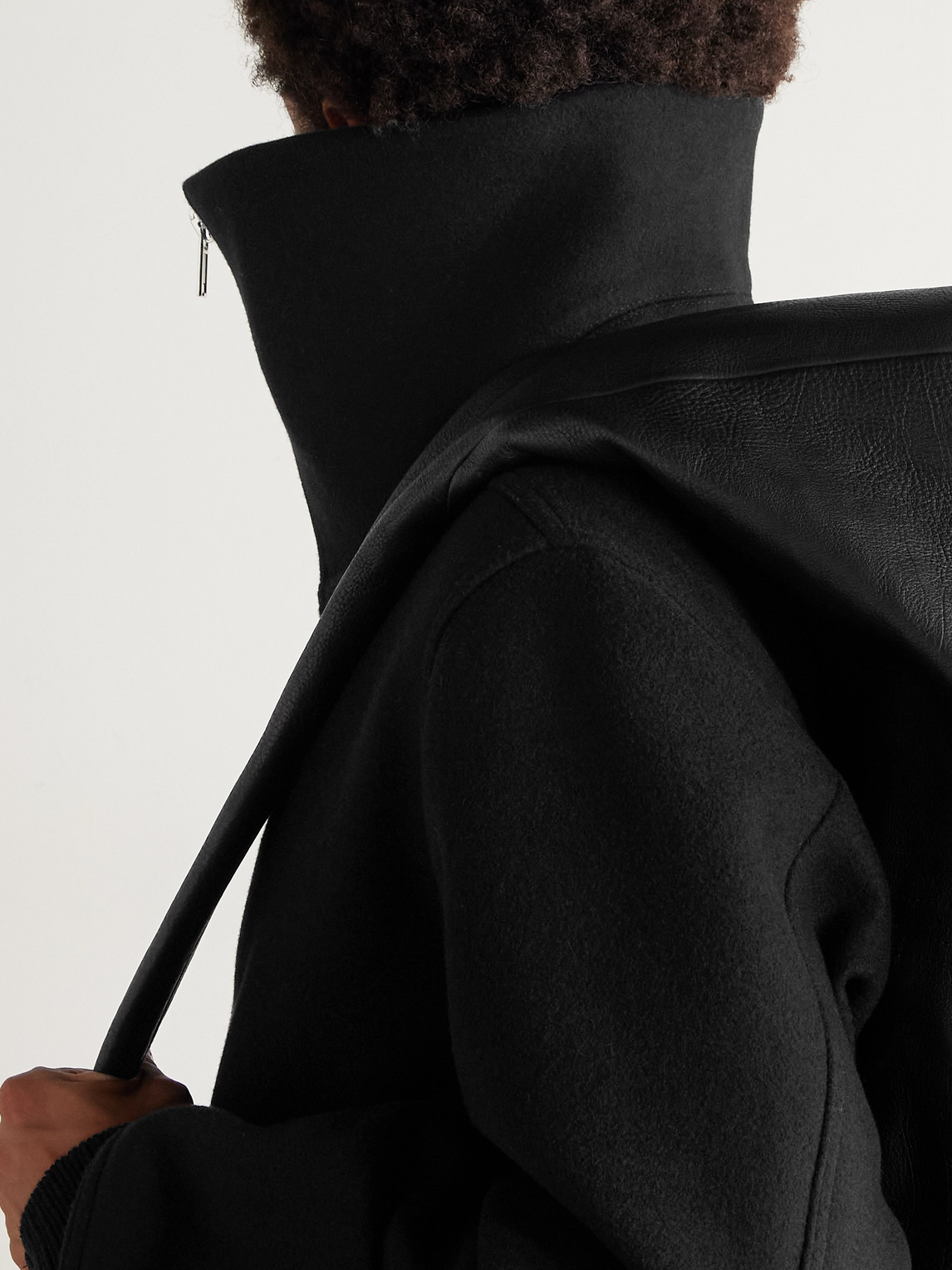 Rick Owens Padded Wool Bomber Jacket In Black