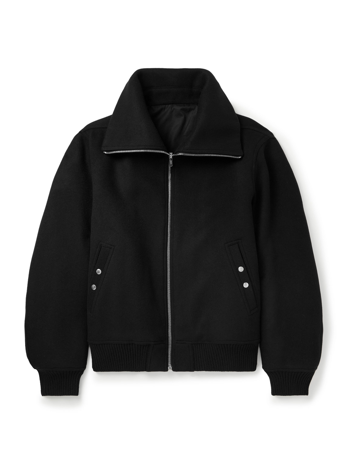 Rick Owens Padded Wool Bomber Jacket In Black