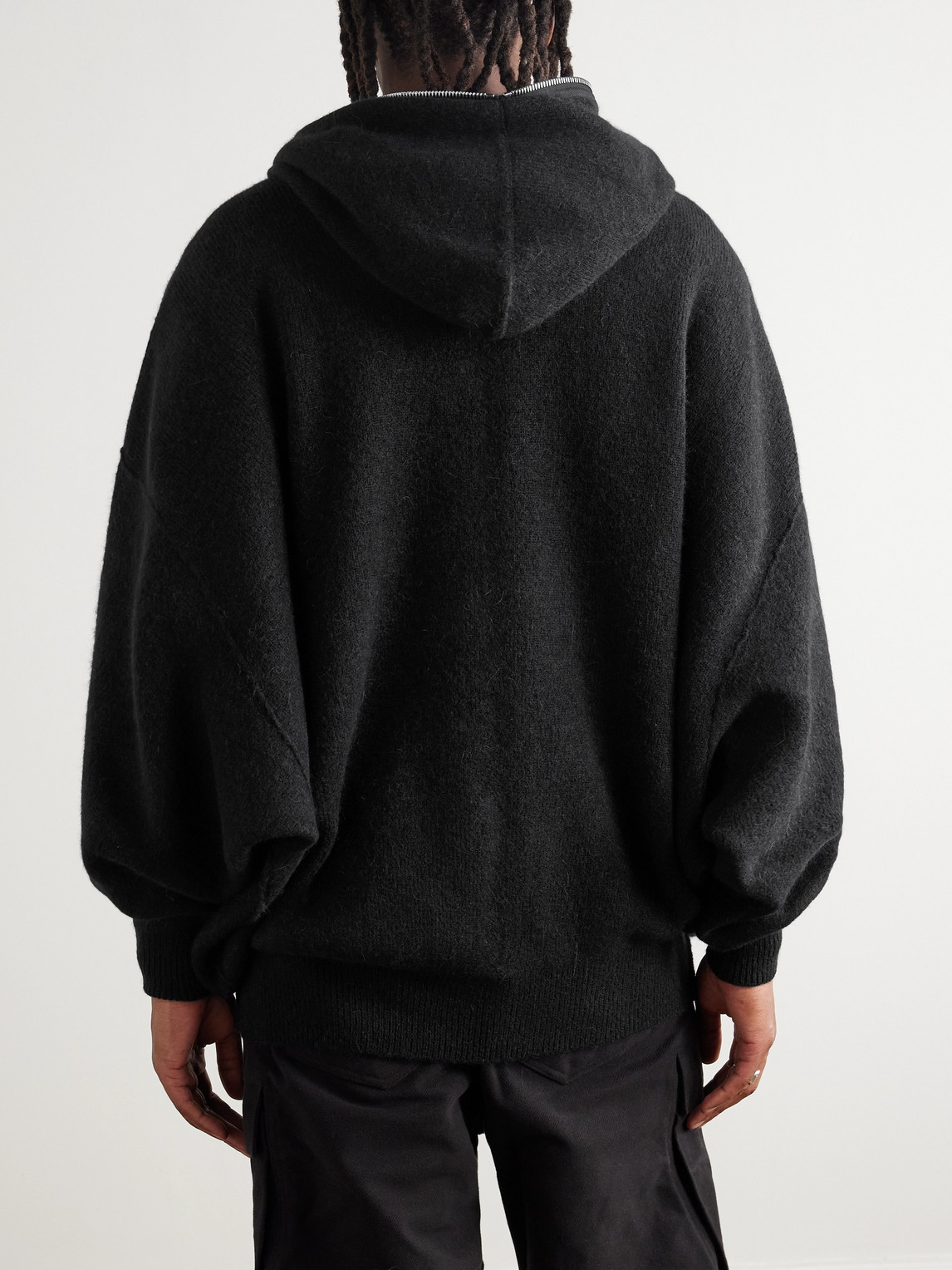 Rick Owens Oversized Knitted Zip-up Hoodie In Black