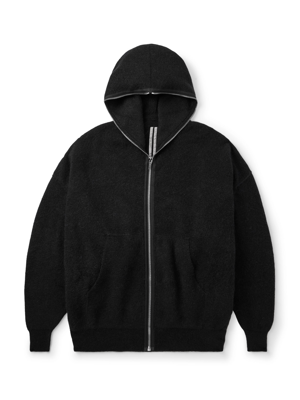 Rick Owens Oversized Knitted Zip-up Hoodie In Black