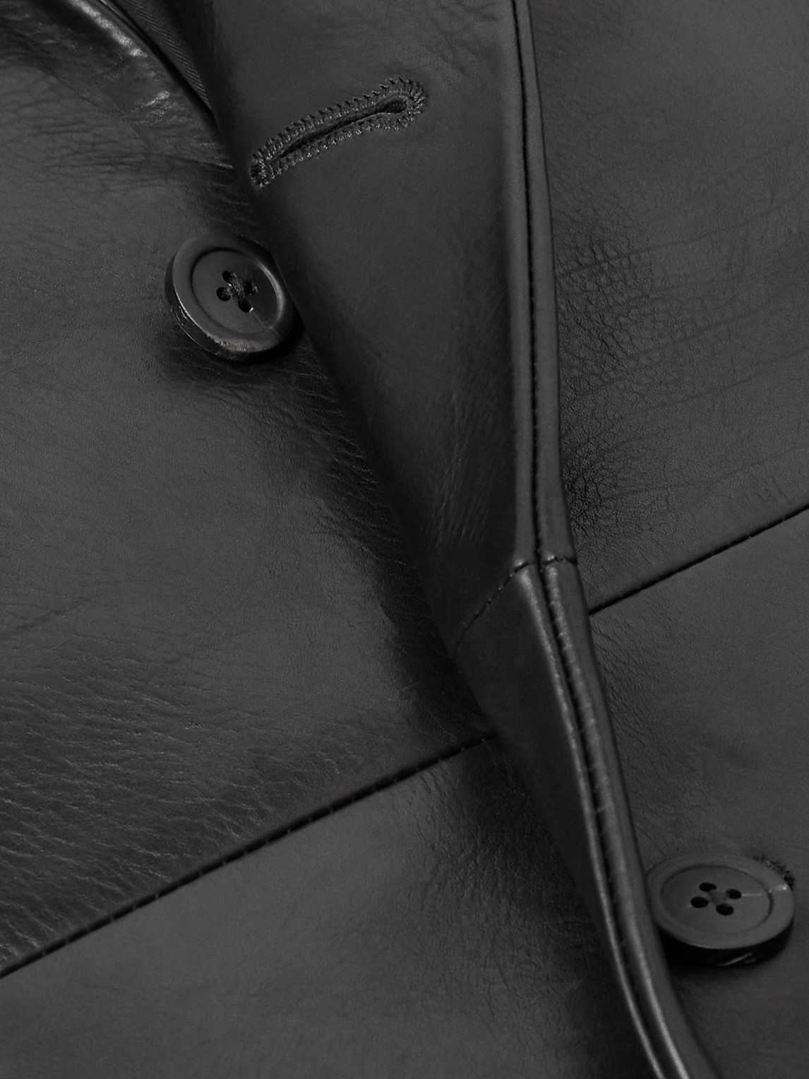 Rick Owens Concordian Slim-fit Leather Coat In Black