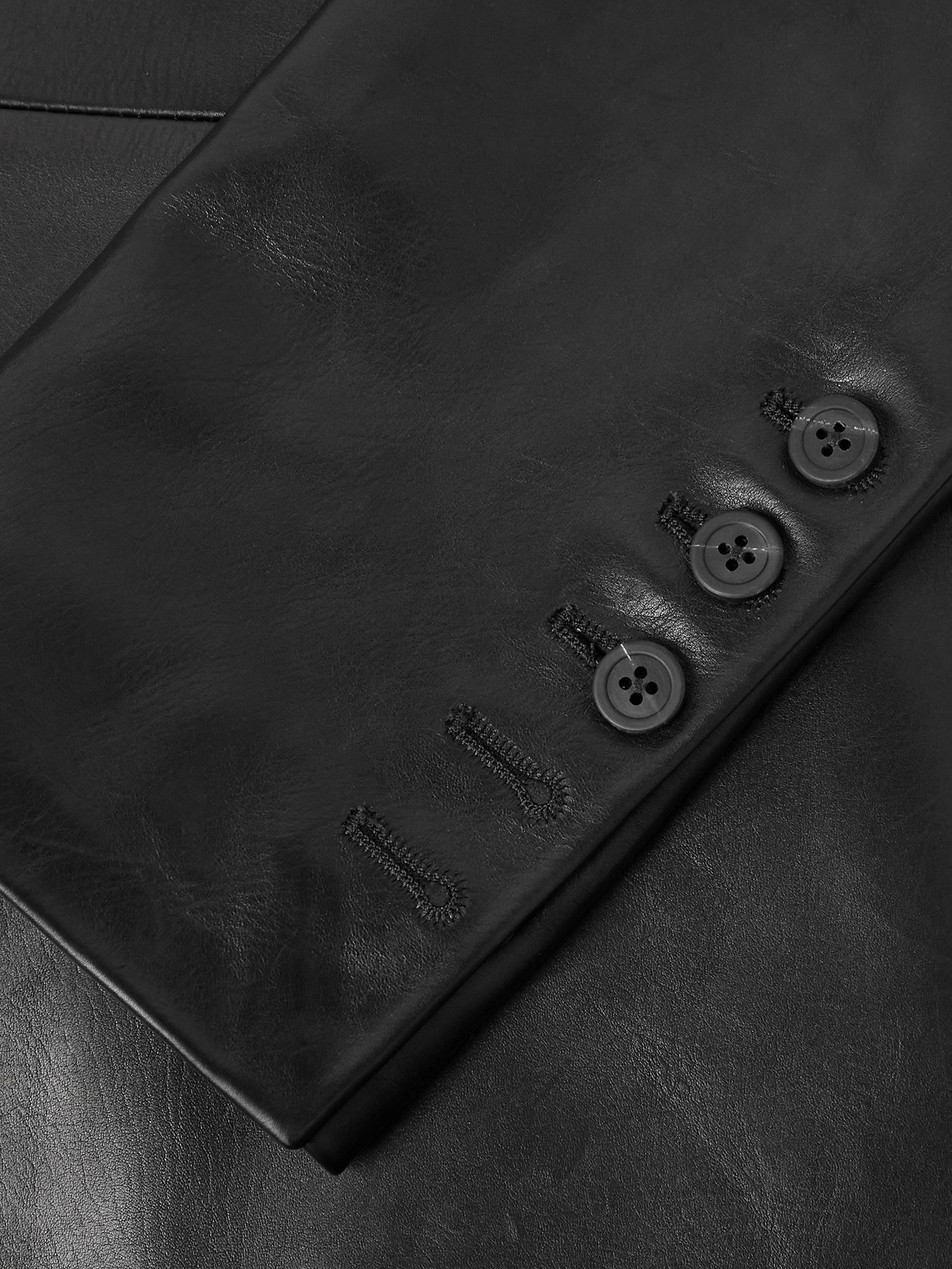 Rick Owens Concordian Slim-fit Leather Coat In Black