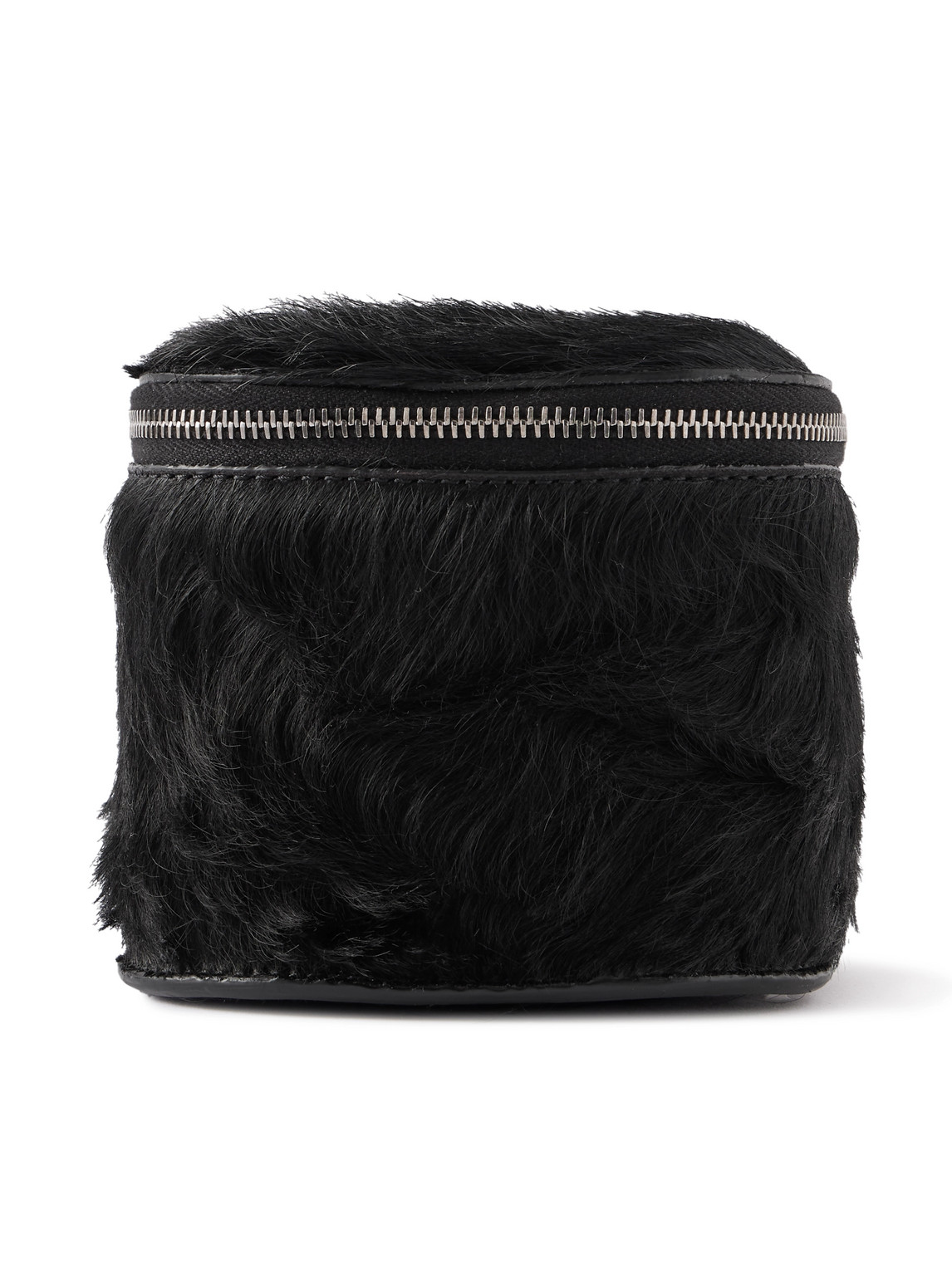 Rick Owens Small Calf Hair Wash Bag In Black