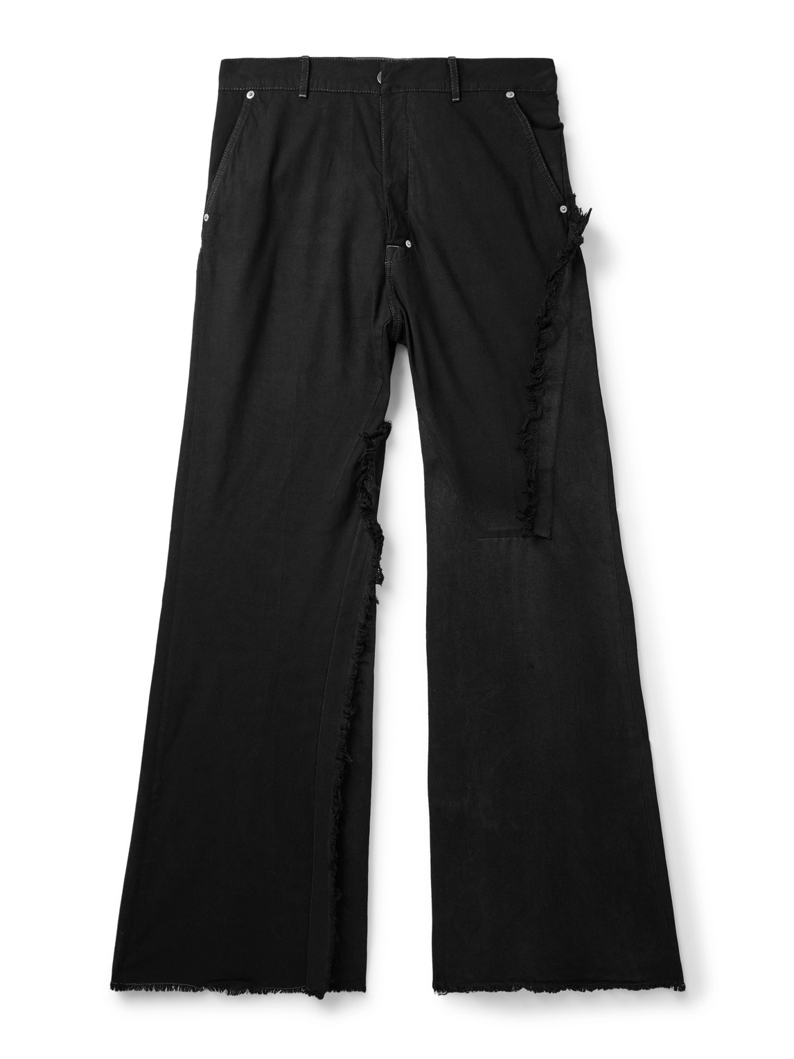 Rick Owens Wide-leg Distressed Jeans In Black