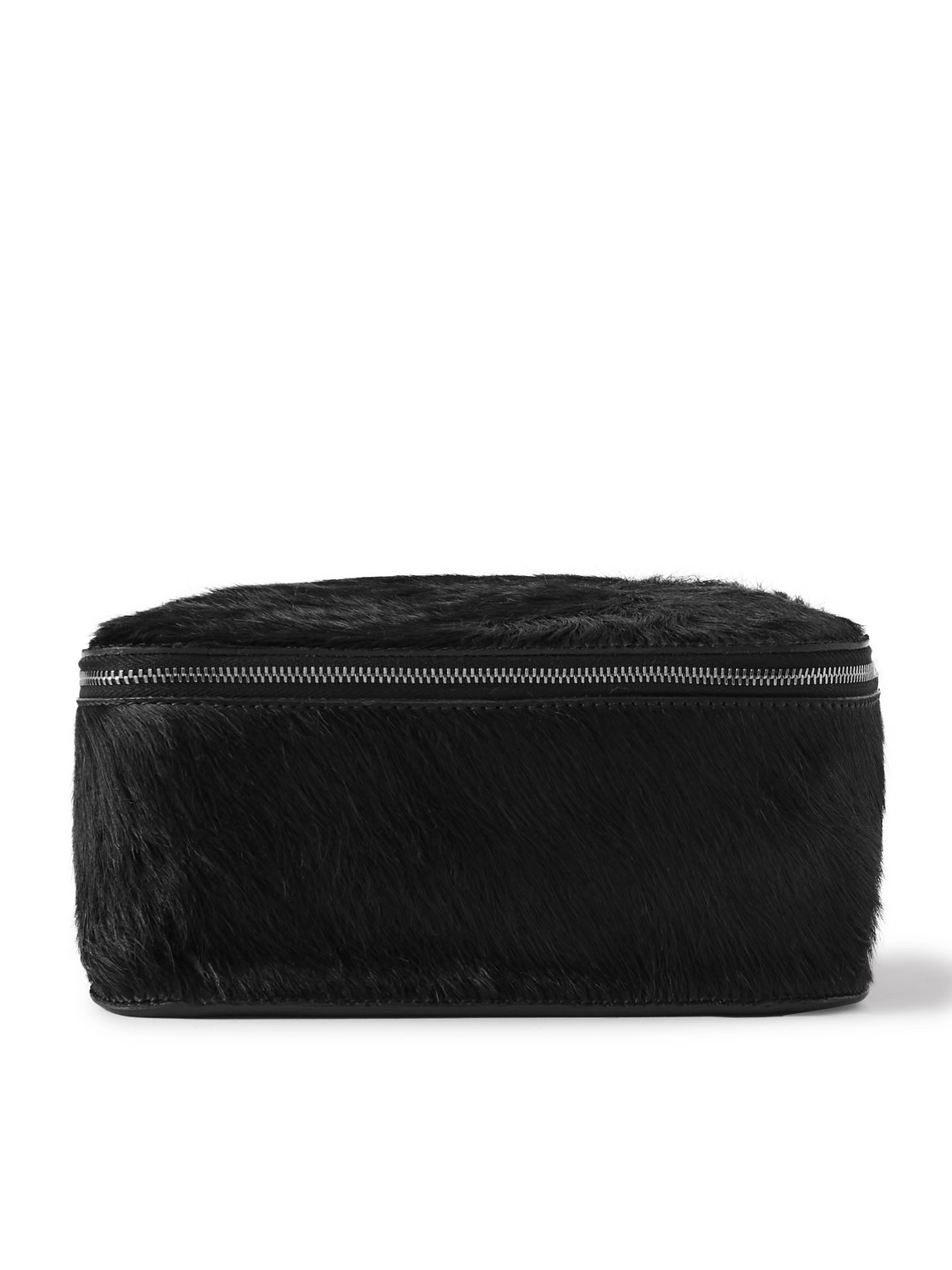 Rick Owens Large Calf Hair Wash Bag In Black