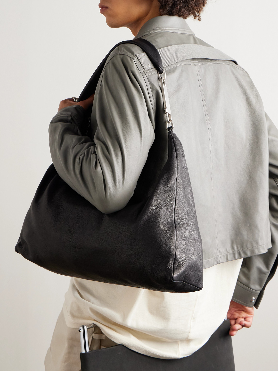 Rick Owens Gemini Small Full-grain Leather Tote Bag In Black