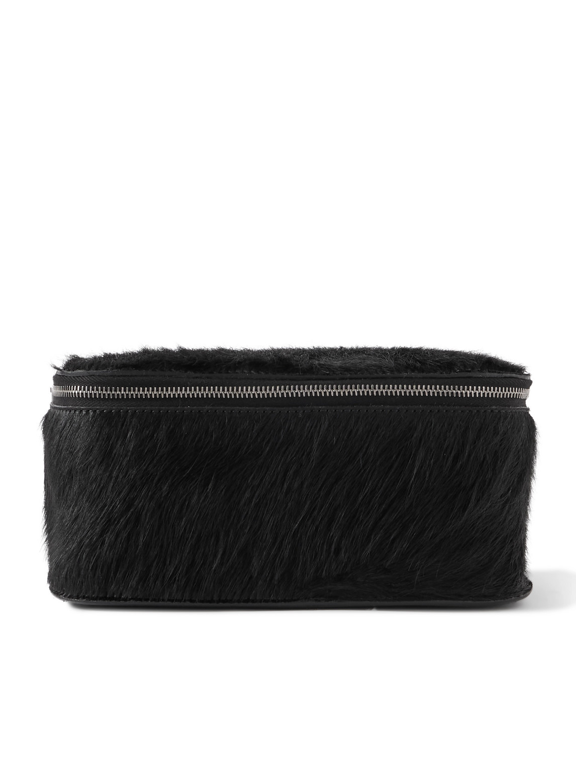 Rick Owens Medium Calf Hair Wash Bag In Black