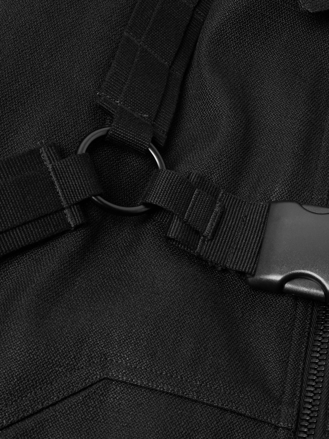 Rick Owens Belted Linen And Wool-blend Bomber Jacket In Black