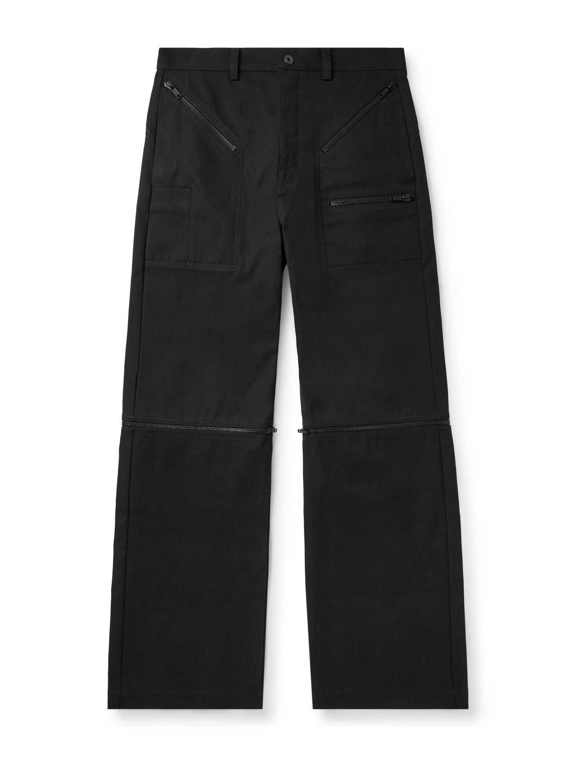 Rick Owens Strobe Convertible Wide-leg Zip-detailed Cotton-twill Trousers In Brown