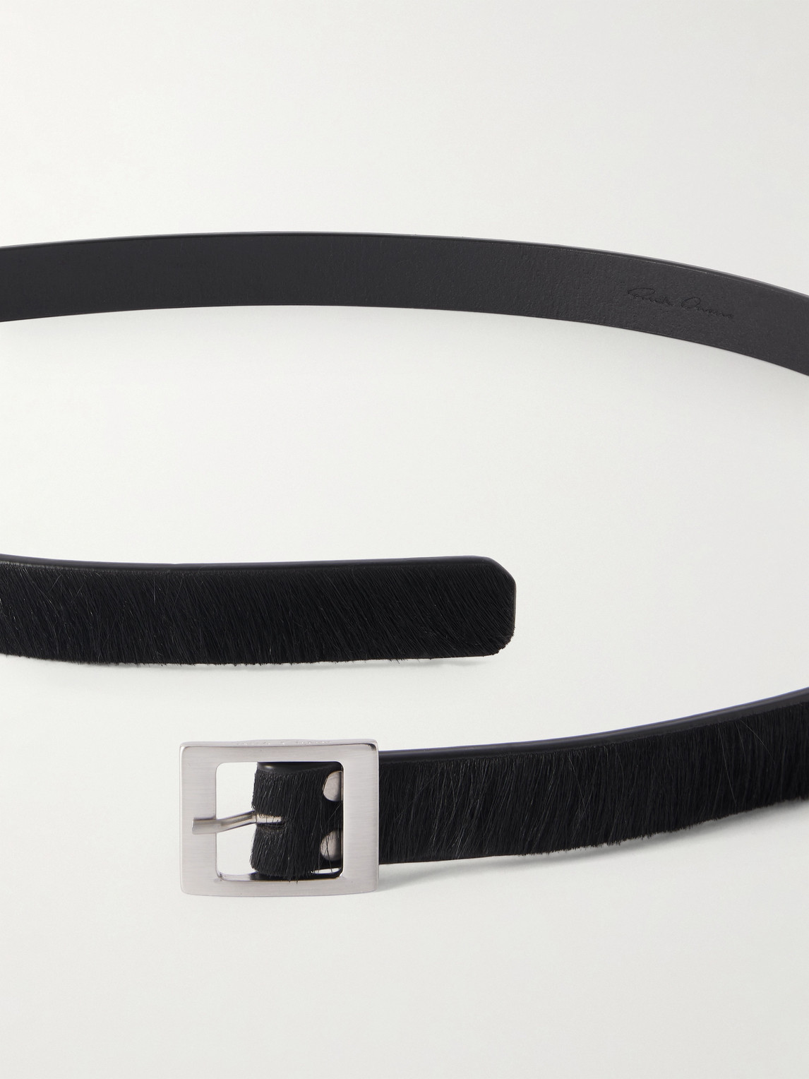 Rick Owens 2cm Calf Hair Belt In Black
