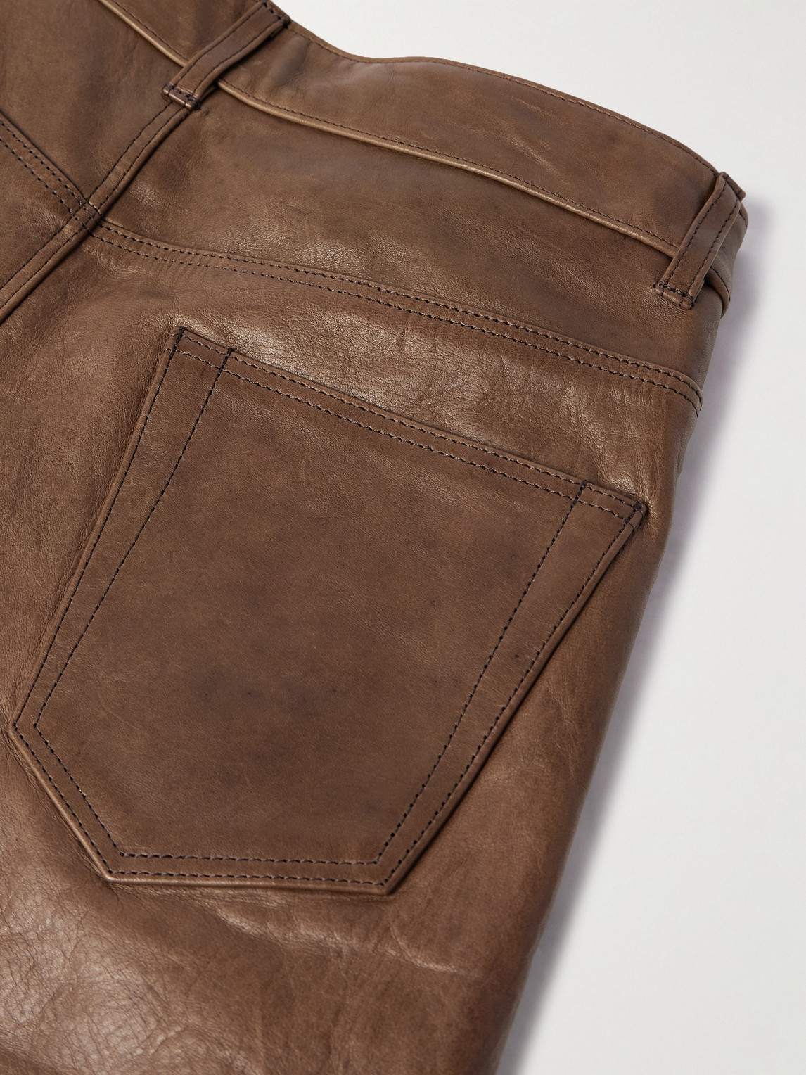 Rick Owens Slim-fit Leather Trousers In Brown