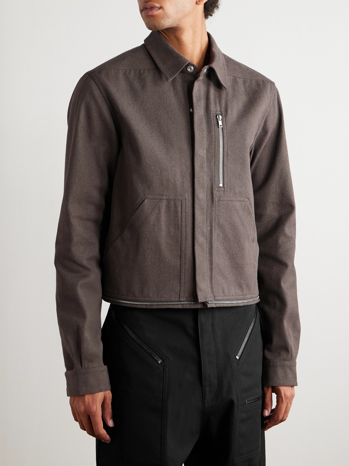 Rick Owens Headon Cotton-canvas Overshirt In Brown