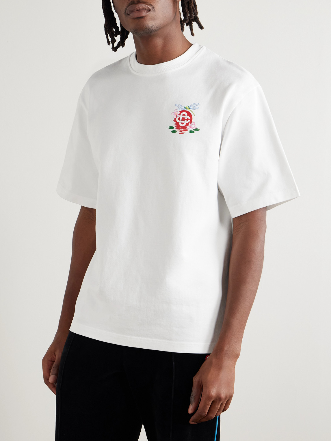 Casablanca Oversized Printed Organic Cotton-jersey T-shirt In White