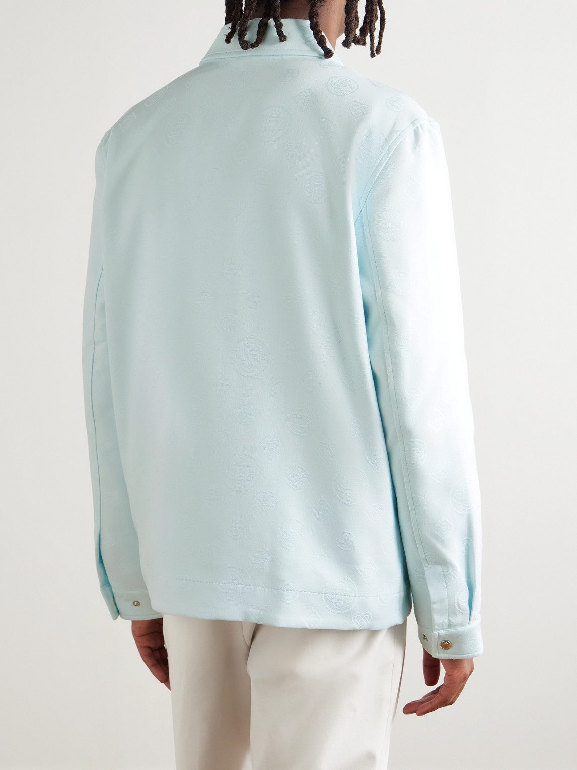 Casablanca Logo-jacquard Cotton Blouson In Blue
