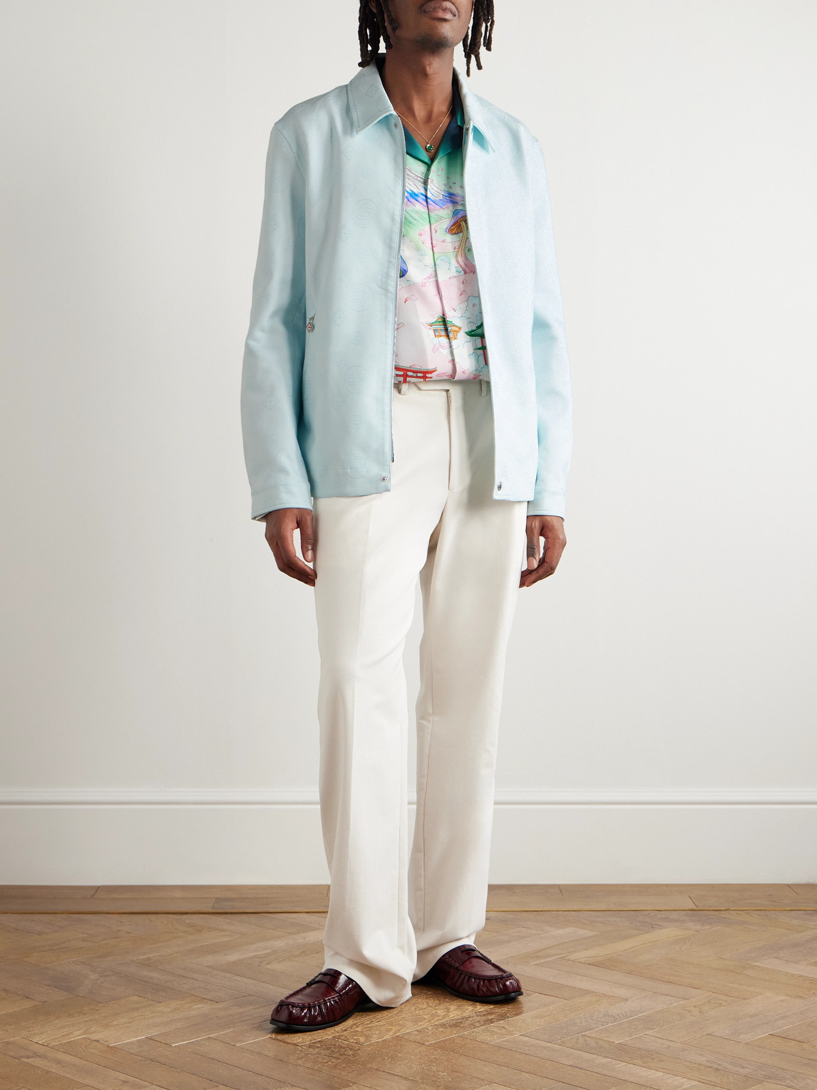 Casablanca Logo-jacquard Cotton Blouson In Blue