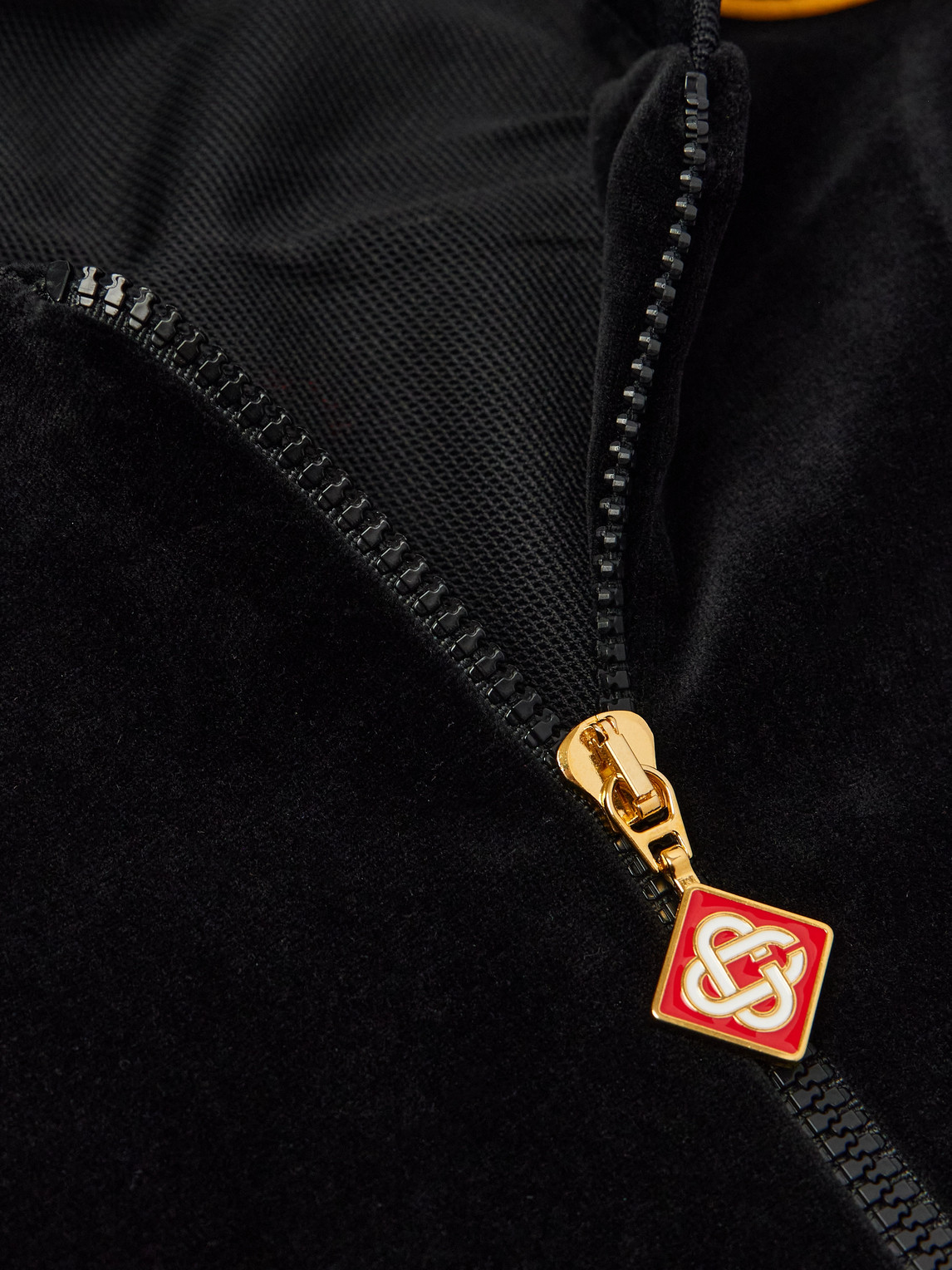 Casablanca Black Velvet Bomber Jacket With Yellow Profiles In Black