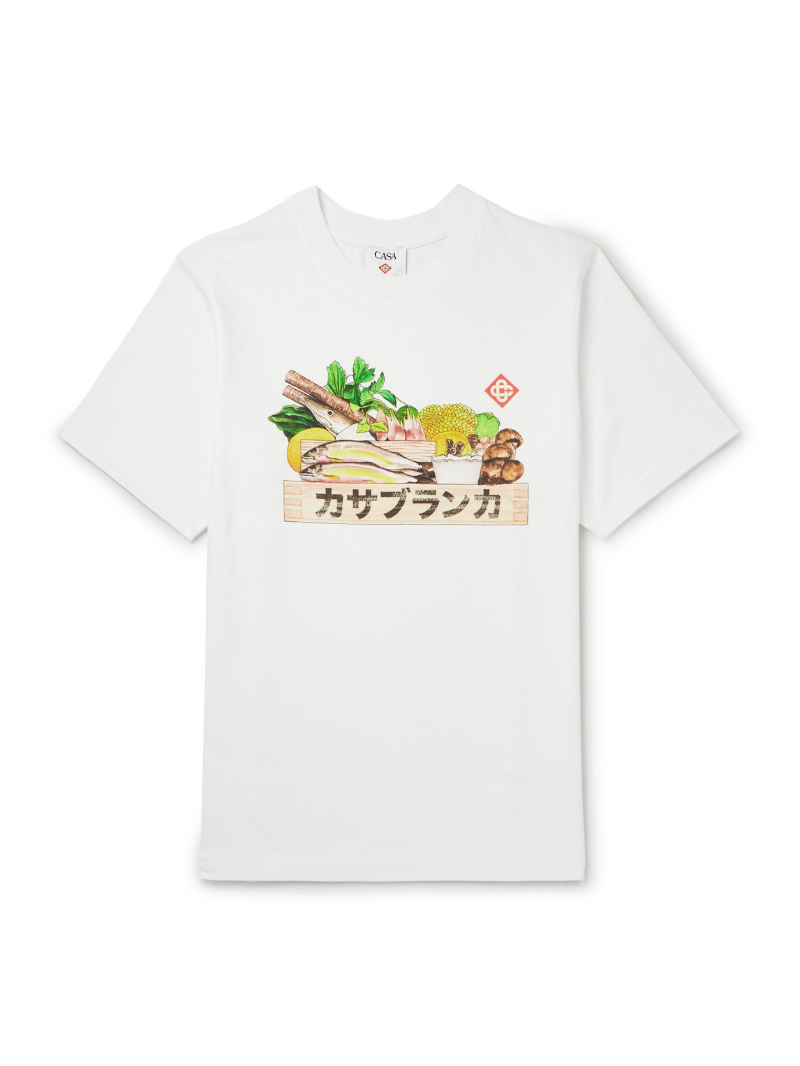 Casablanca White Cotton Short-sleeved T-shirt With Graphic Print In White
