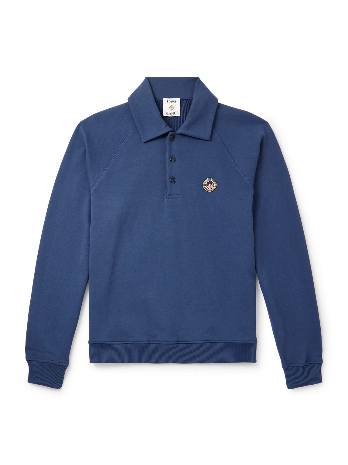 Casablanca Organic Cotton Logo Polo Shirt In Blue