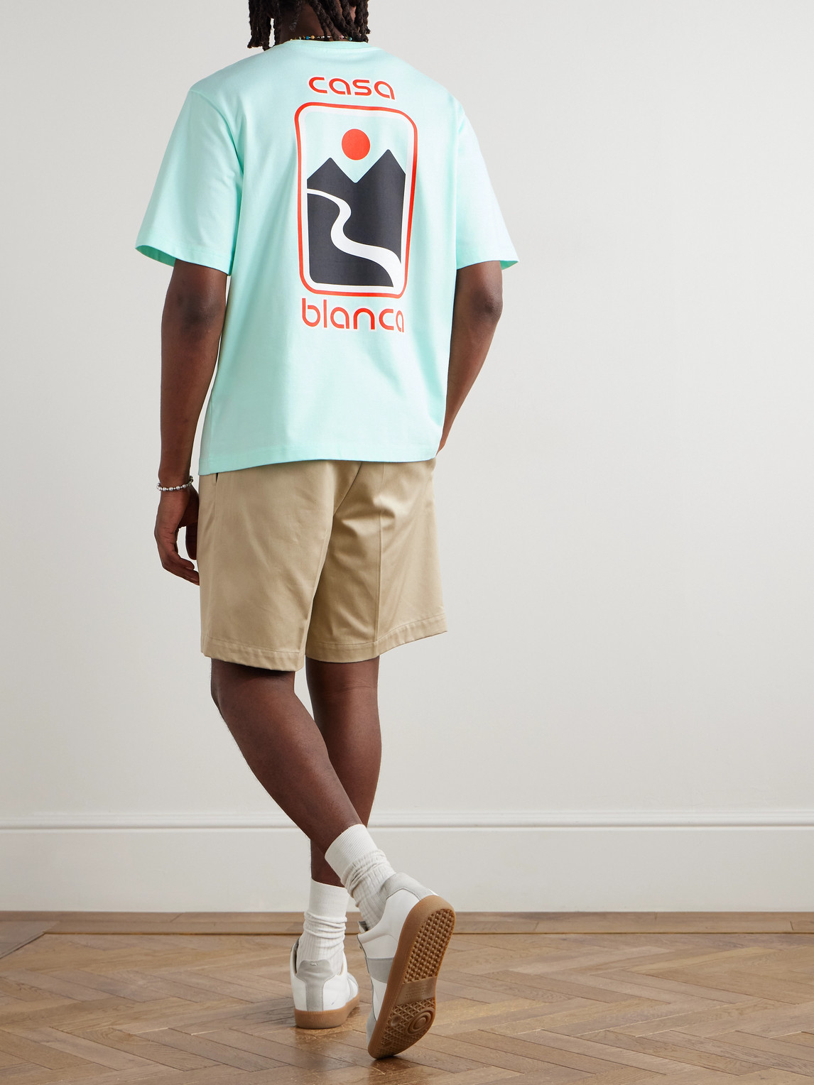 Casablanca Sunset Valley Printed Organic Cotton-jersey T-shirt In Green