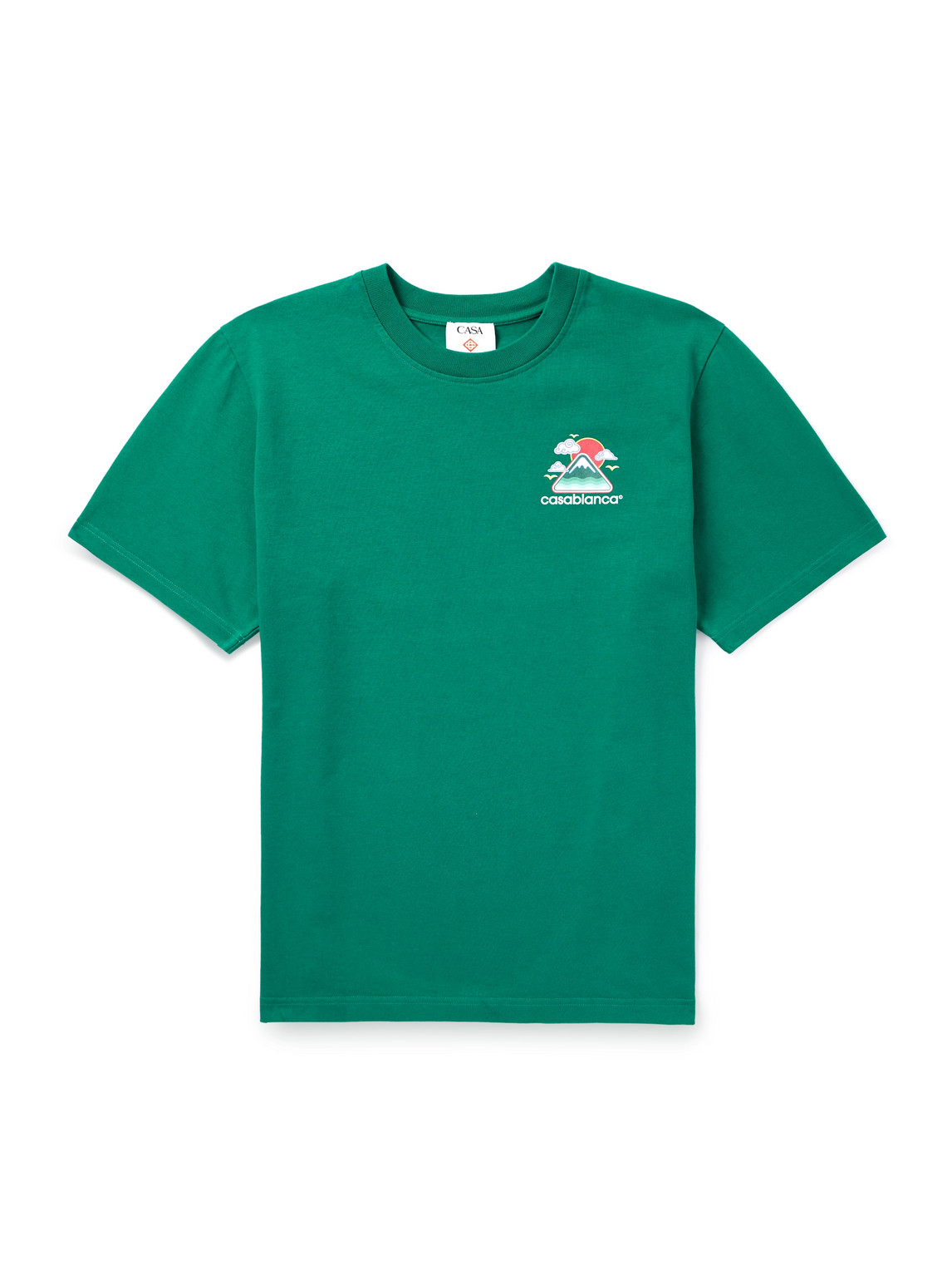 Casablanca Graphic Print Green Cotton T-shirt With Crew Neck Design In Green