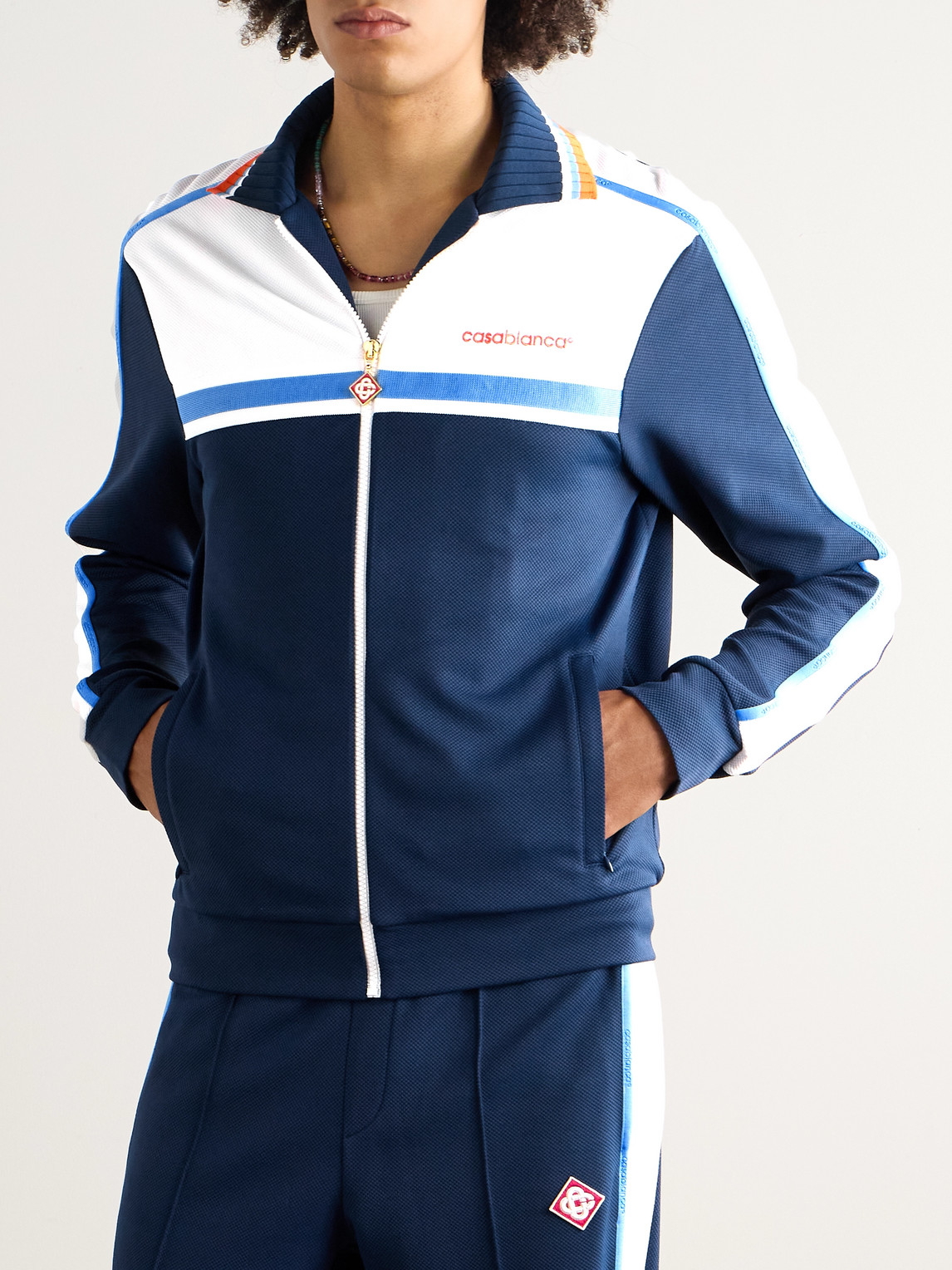 Casablanca Ribbed Collar Side Pockets Track Jacket In Multi