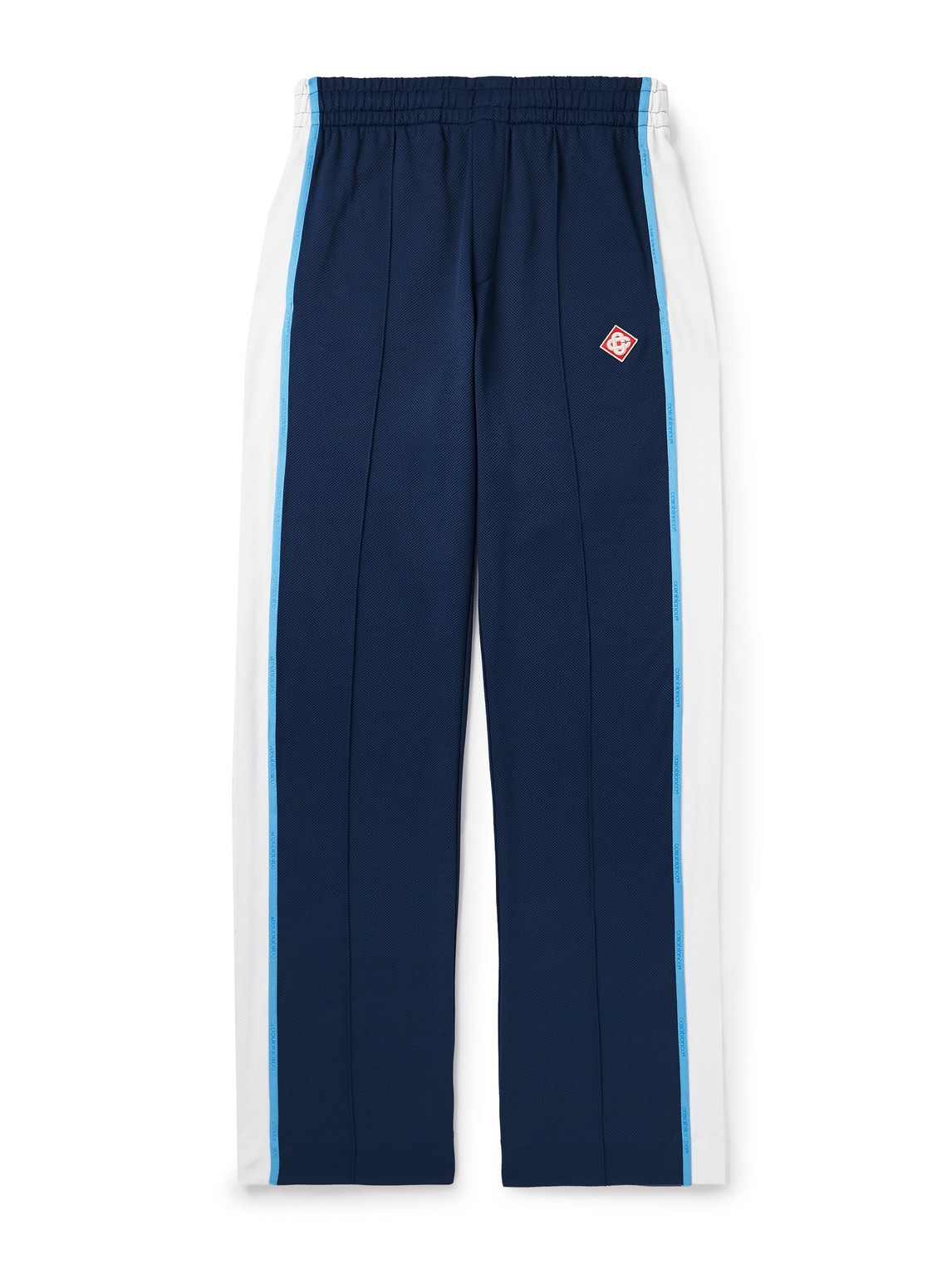 Casablanca Mens Navy / White Striped Embroidered-logo Woven Jogging Bottoms Xl In Blue