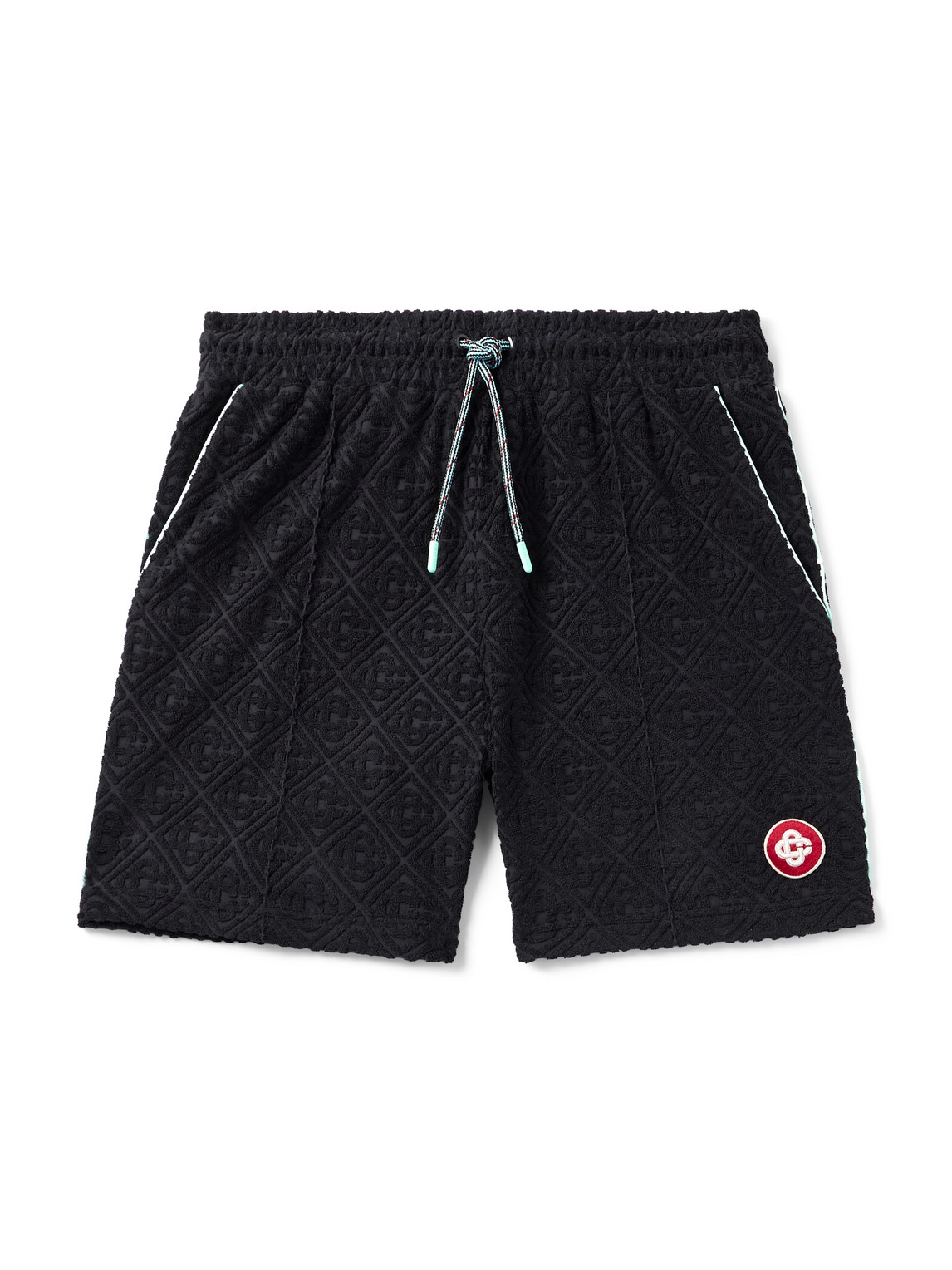 Casablanca Straight-leg Logo-appliquéd Cotton-blend Jacquard-terry Shorts In Black