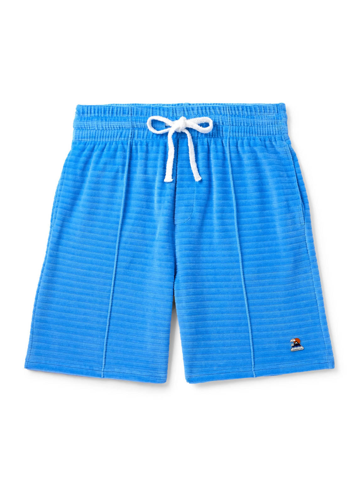 Casablanca Straight-leg Logo-appliquéd Cotton-blend Velour Shorts In Blue