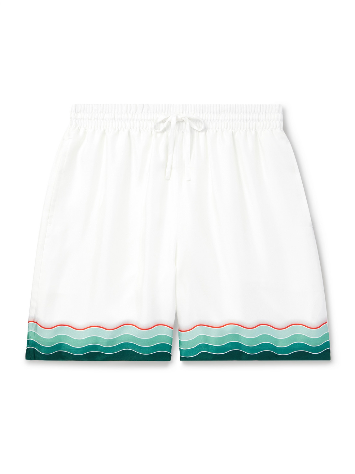 Casablanca Silk Twill Drawstring Shorts With Graphic Print In White