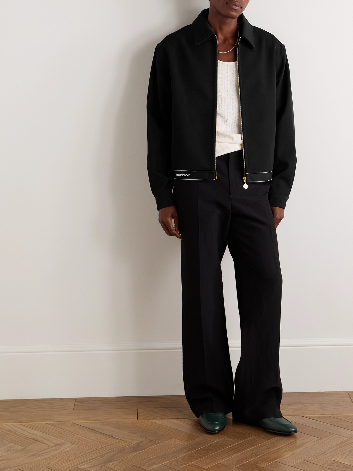 Casablanca Wool-twill Track Jacket In Black