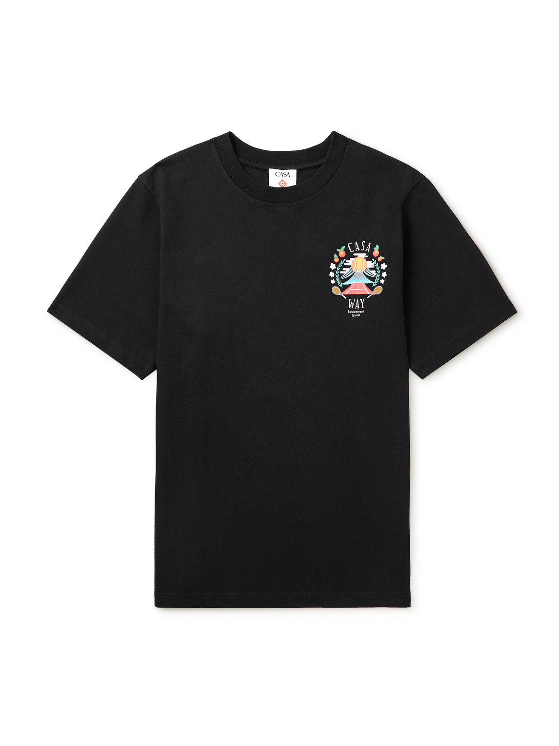 Casablanca Casa Way Mountain Printed Organic Cotton-jersey T-shirt In Black