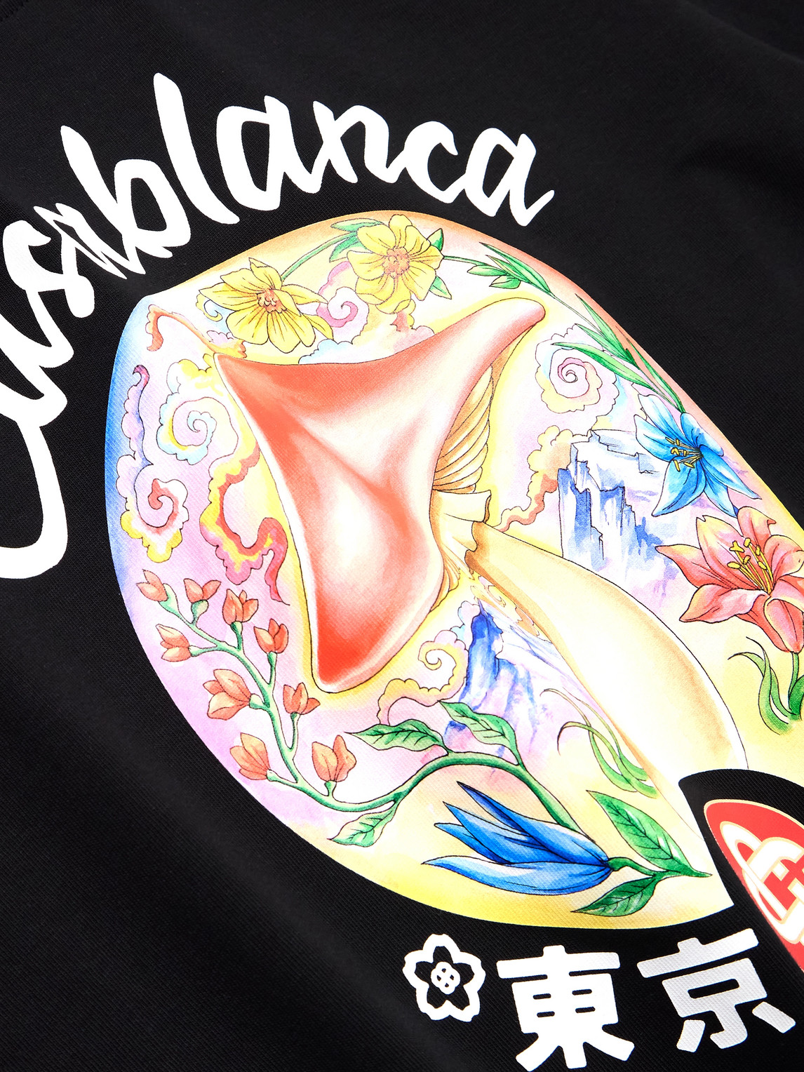 Casablanca Black Crewneck T-shirt With Logo On The Front In Cotton Man