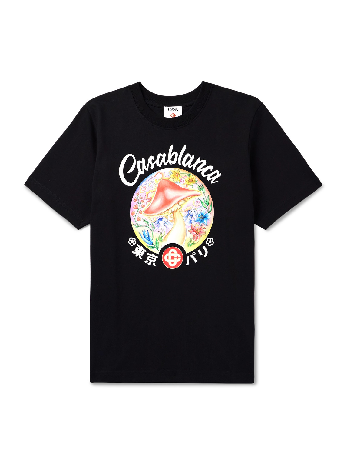 Casablanca Black Crewneck T-shirt With Logo On The Front In Cotton Man