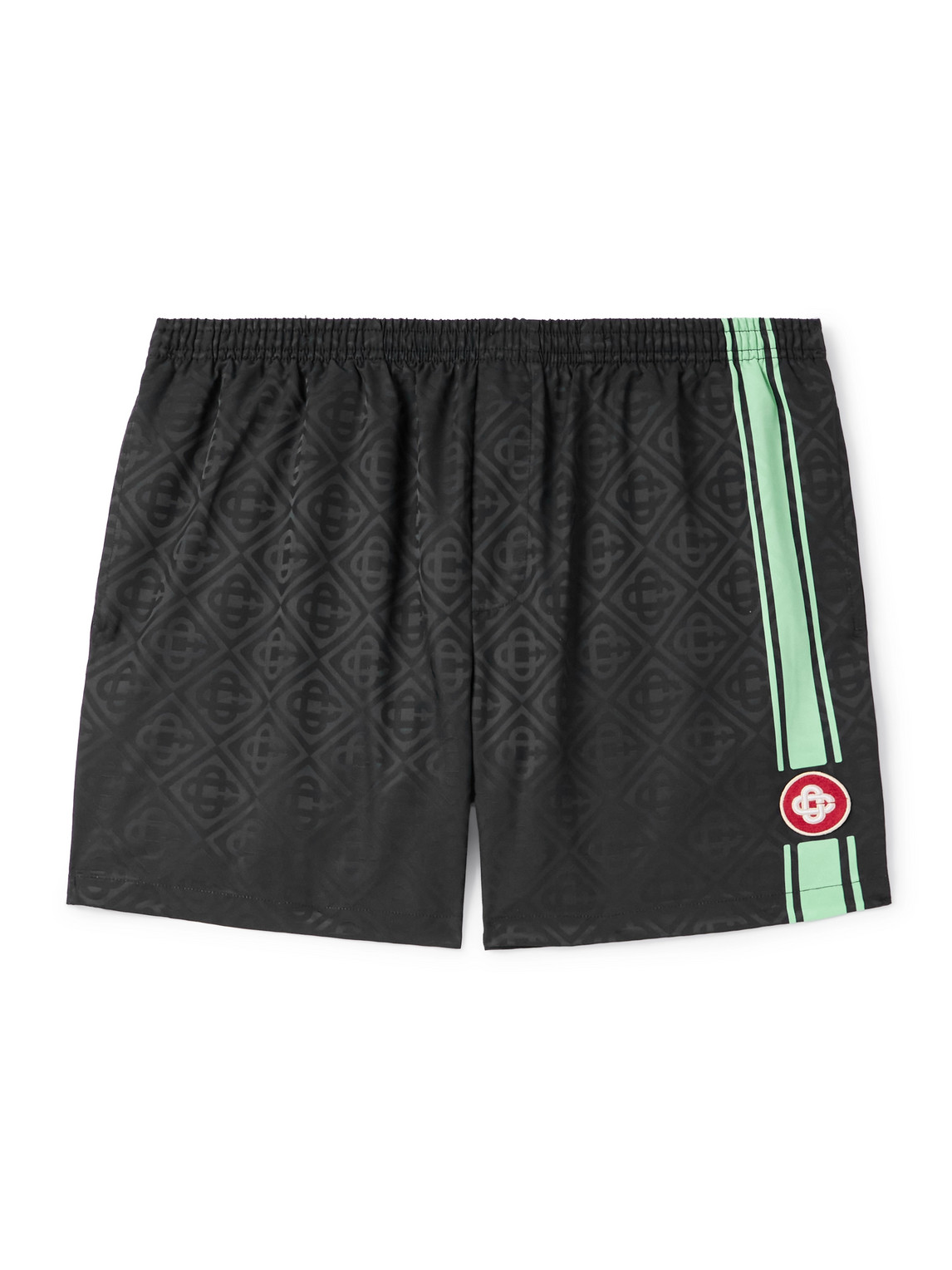 Casablanca Patterned Shorts With Elastic Waistband And Side Stripe