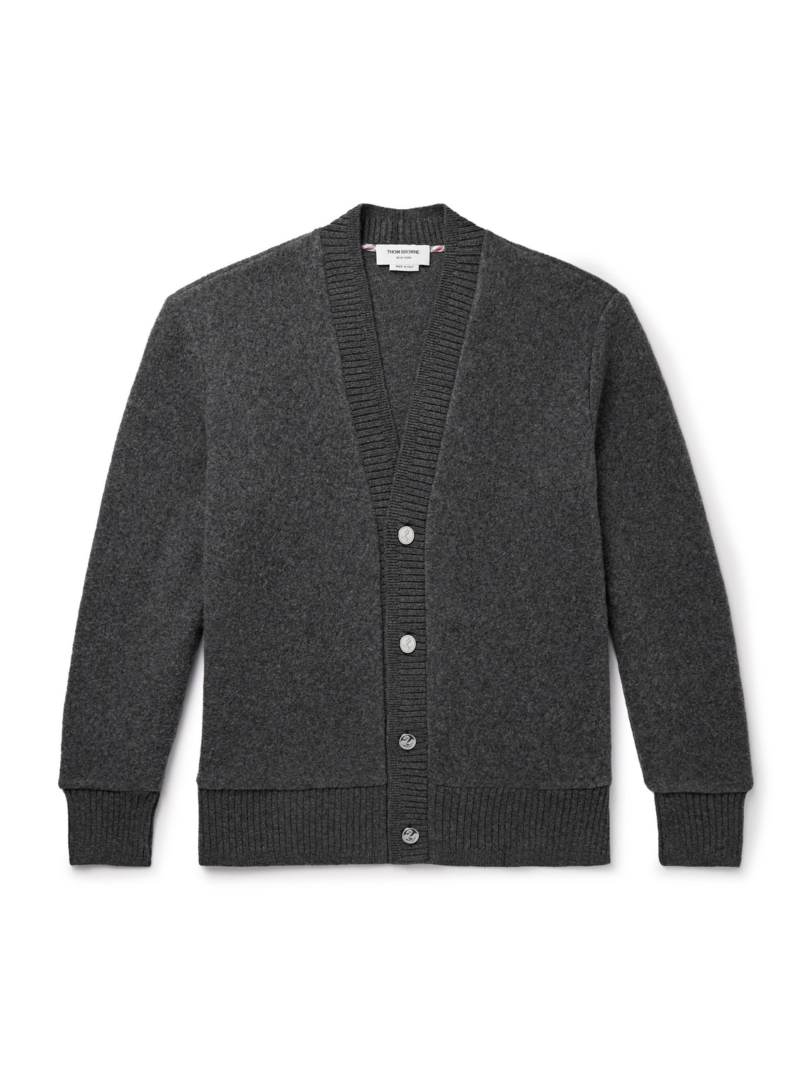 Thom Browne Brushed-wool Cardigan In Gray