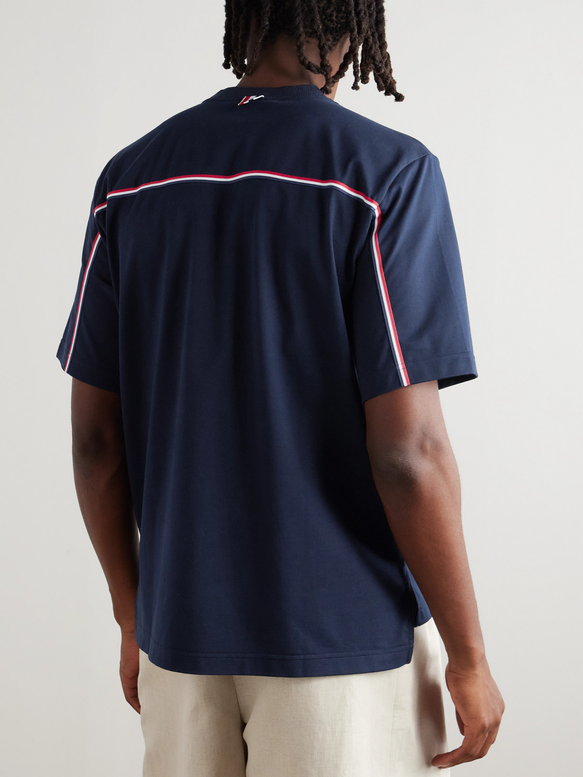 Thom Browne Navy Blue Medium Weight Cotton Jersey T-shirt In Blue