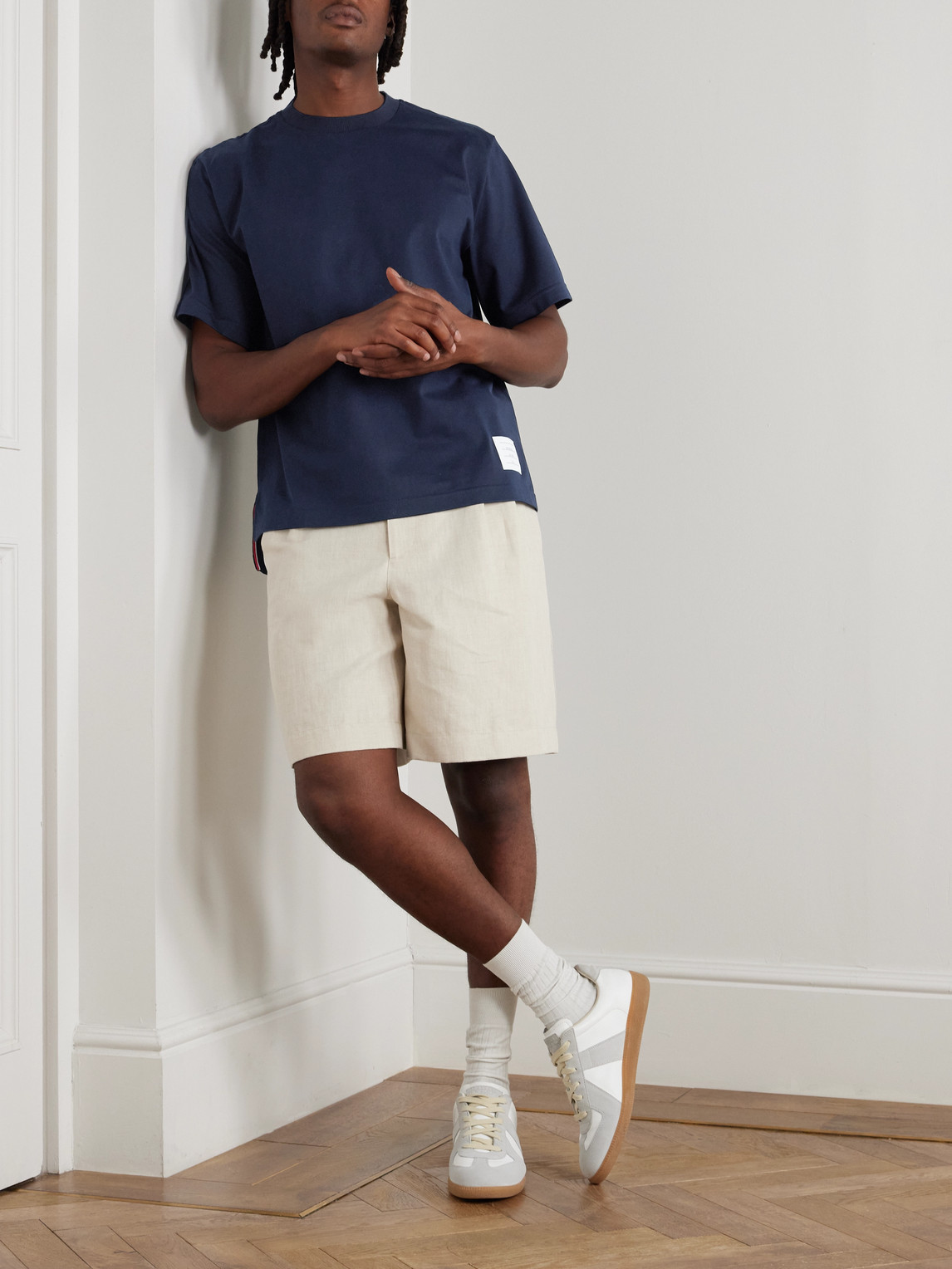 Thom Browne Navy Blue Medium Weight Cotton Jersey T-shirt In Blue