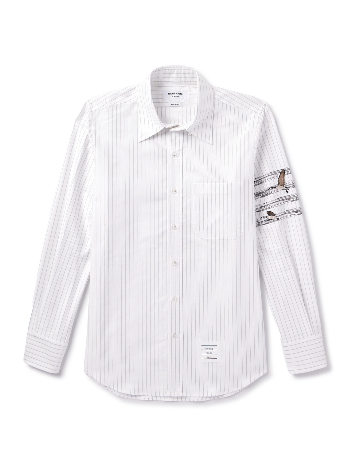 Button-Down Collar Pinstriped Printed Cotton Oxford Shirt