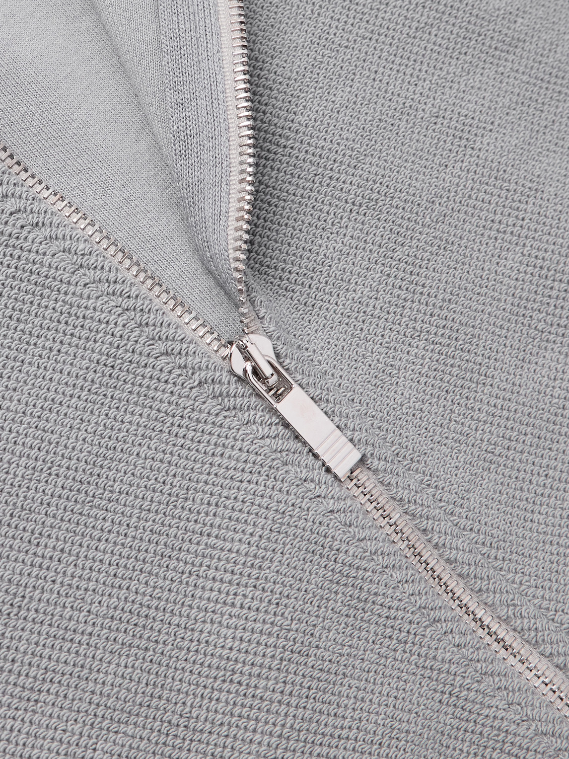 Thom Browne Striped Cotton-terry Zip-up Sweater In Gray