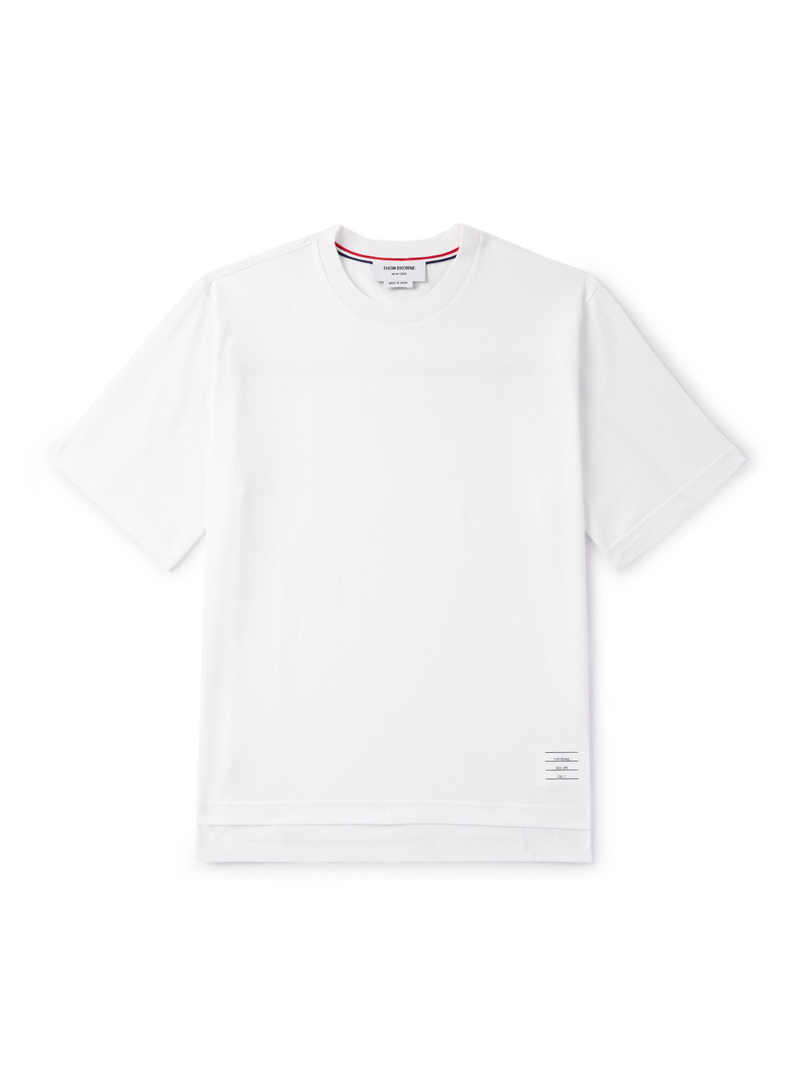 Thom Browne Logo-appliquéd Striped Cotton-jersey T-shirt In White