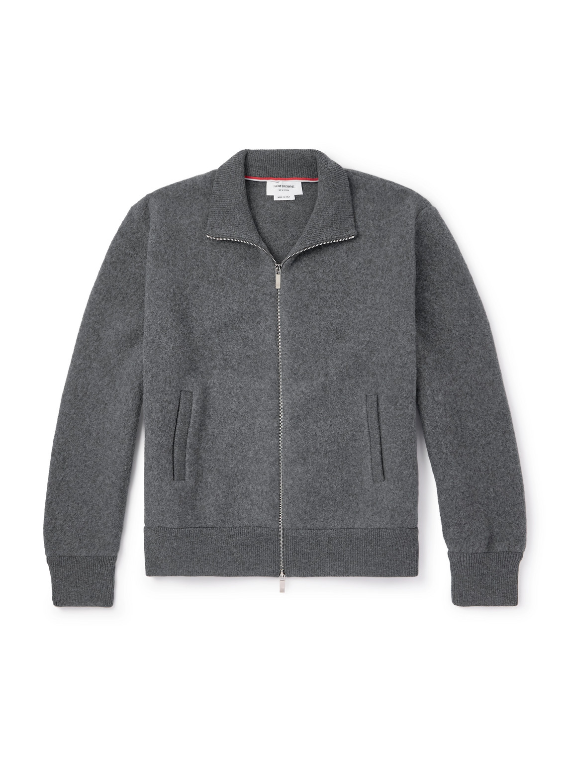 Thom Browne Wool-fleece Zip-up Jacket In Gray