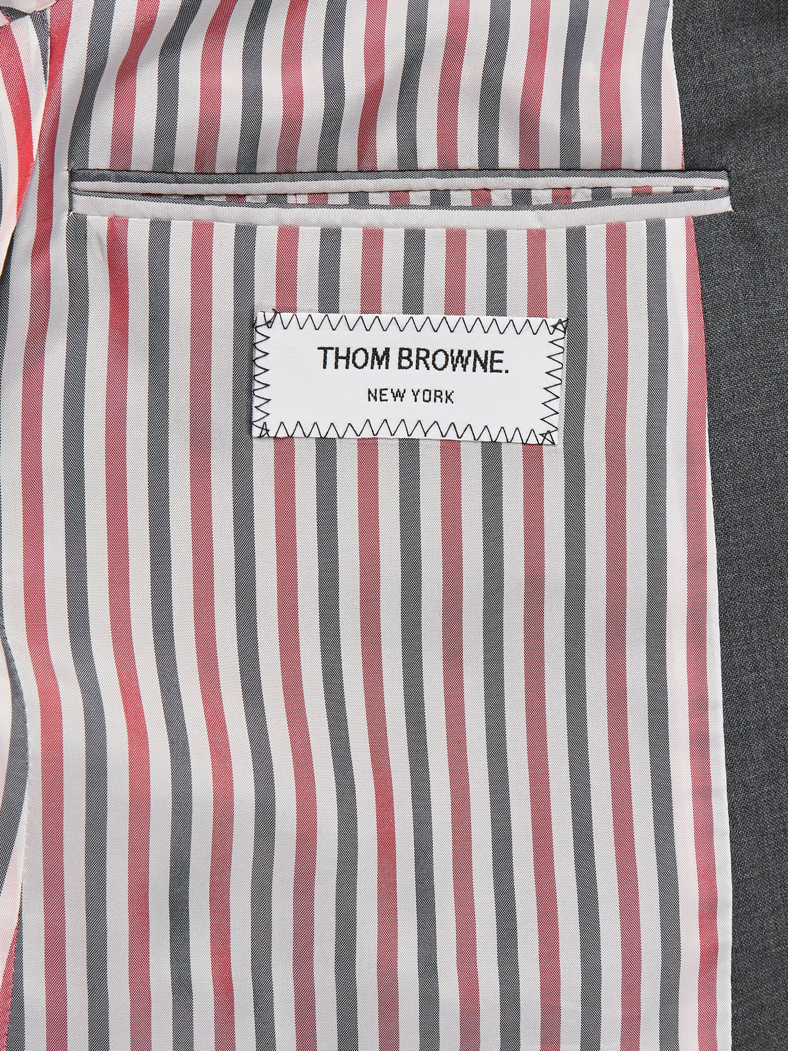 Thom Browne Grey Slim-fit Striped Wool Suit Jacket In Gray