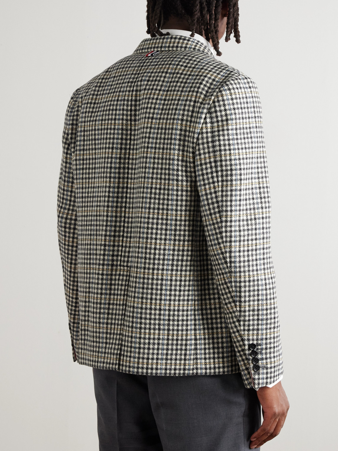 Thom Browne Unstructured Checked Houndstooth Wool-tweed Blazer In Green