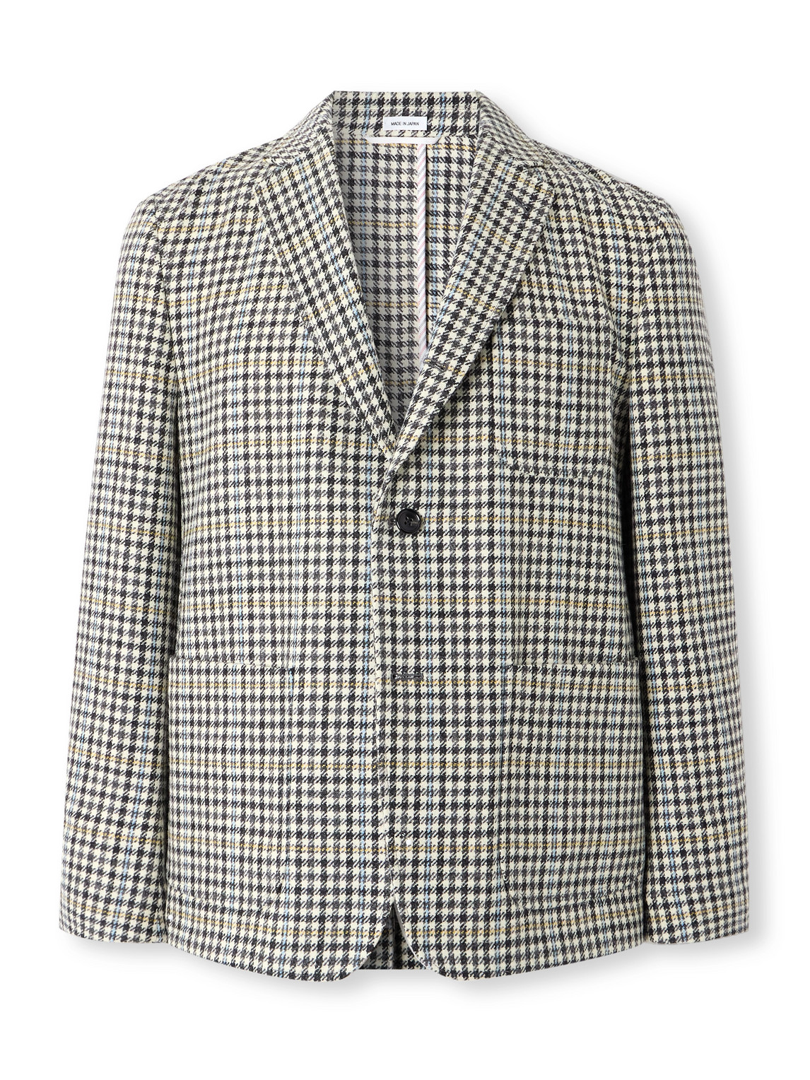Thom Browne Unstructured Checked Houndstooth Wool-tweed Blazer In Green