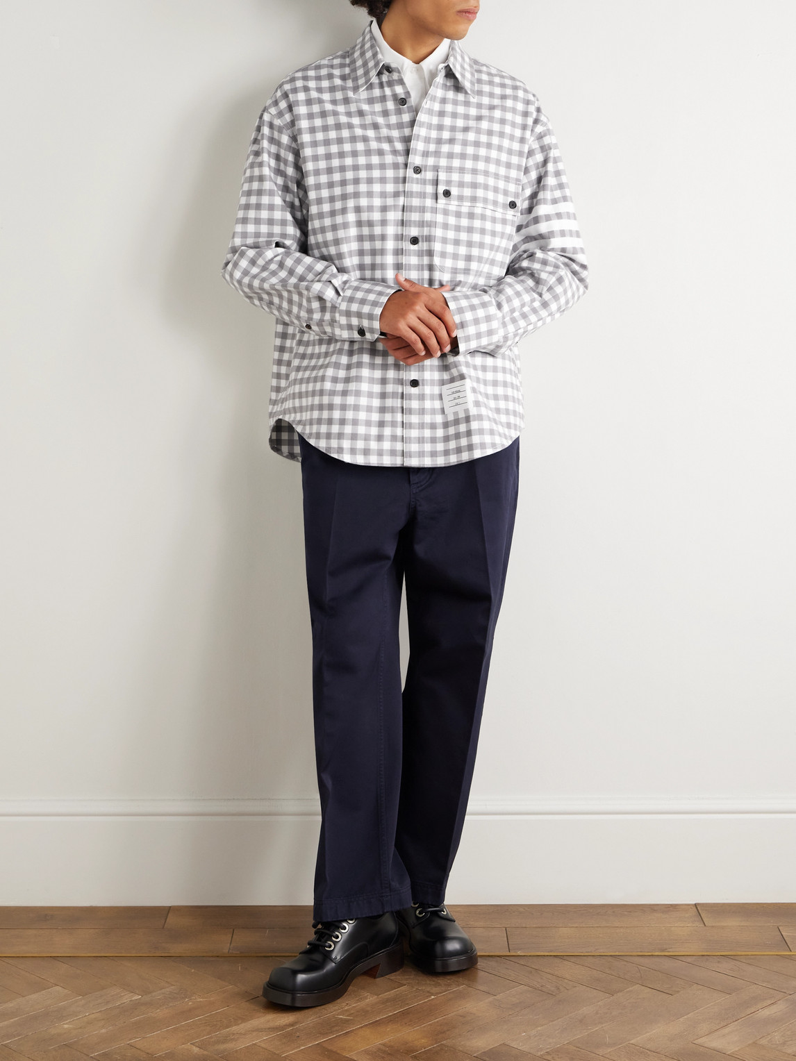 Thom Browne Gingham-pattern Shirt In Gray